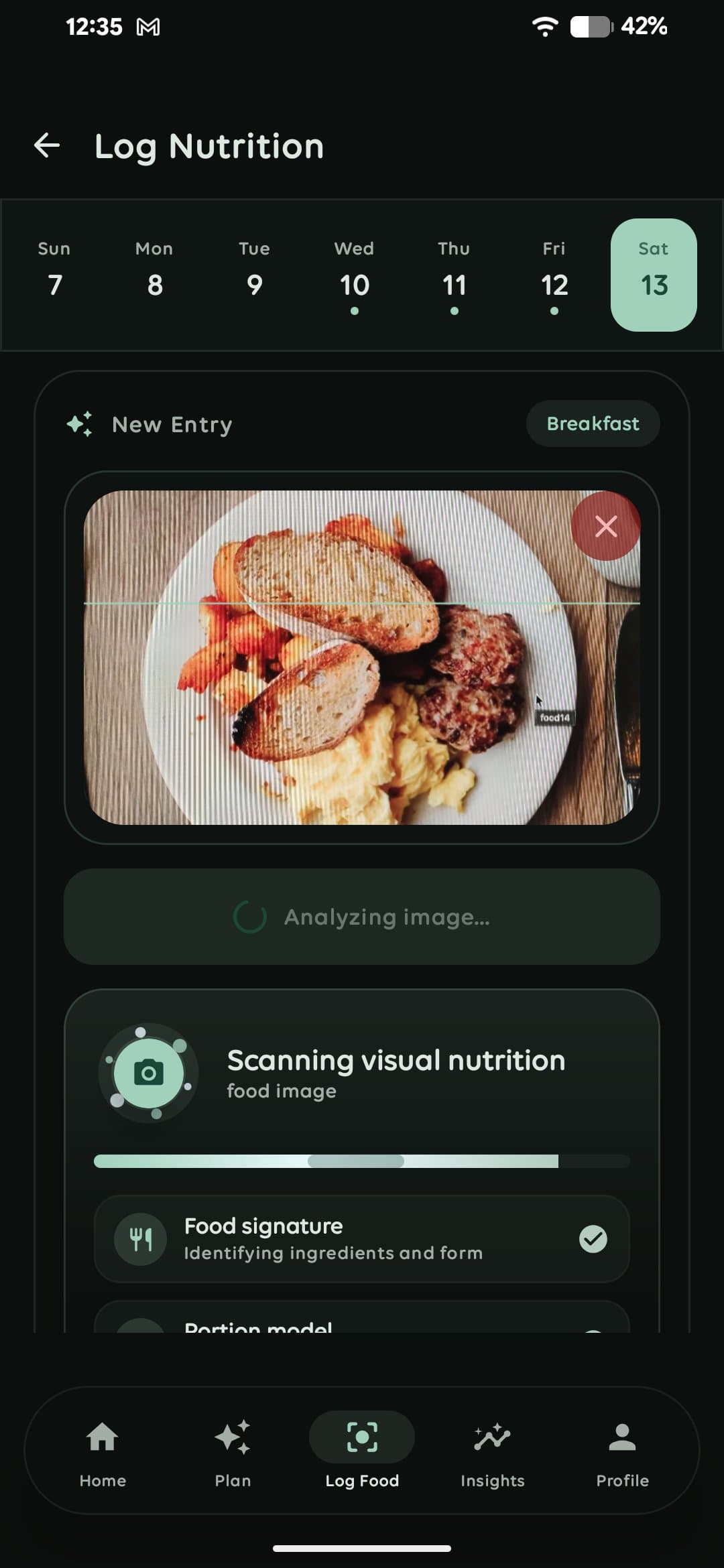Macrova analysing a photo of a breakfast plate to identify the food